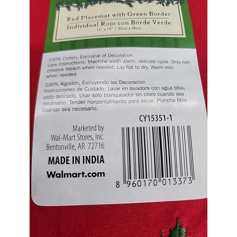 Set of 10 Christmas‎ green Red Placemat with red poinsettias 14